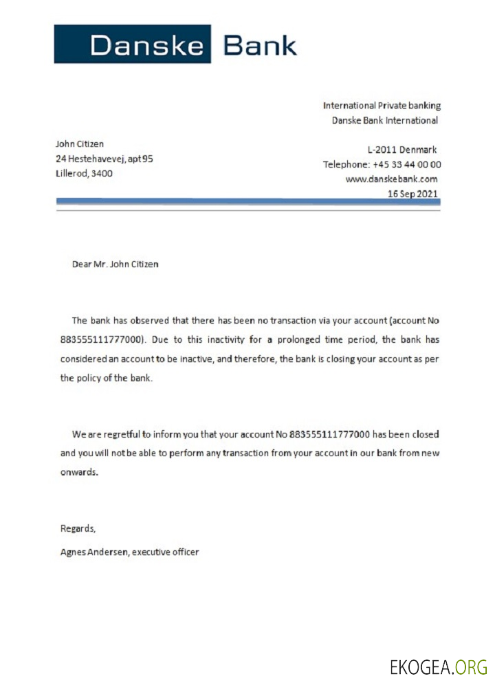 Référence Denmark , Danskebank , closure